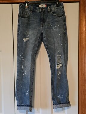 Size 2 CAbi Paint Splattered bf Style Jeans